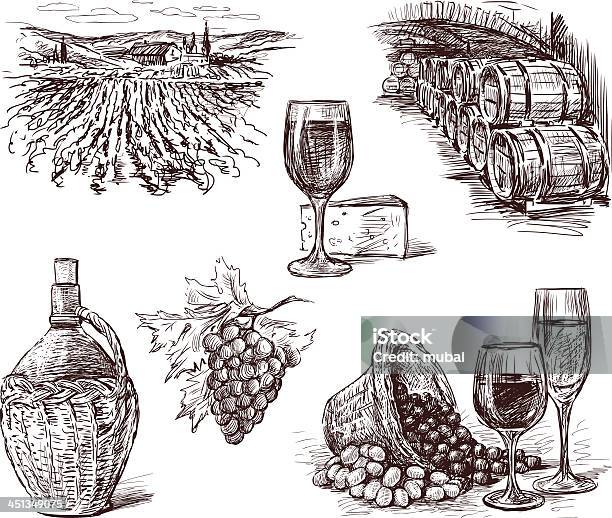 Фотографии Виноградного Вина — стоковая векторная графика и другие изображения на тему Виноград - Виноград, Вино, Набросок