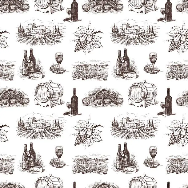 Vector illustration of Pattern of grape wine