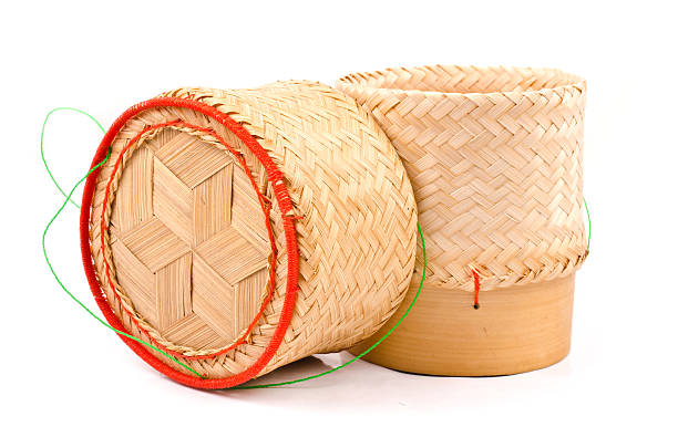 istock Thai Lao Original Handwoven Bamboo Sticky Rice Container Serving Basket. 451349245