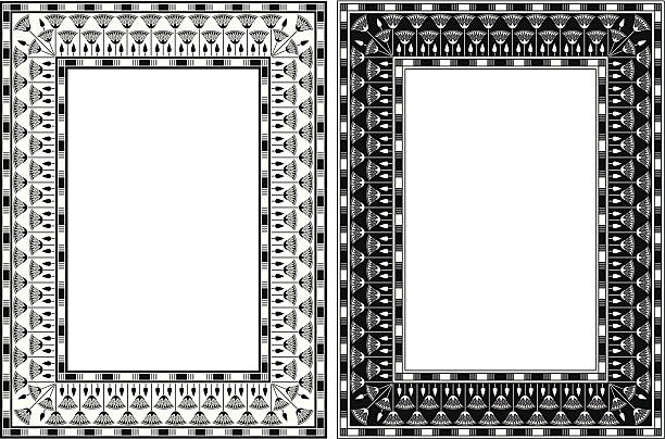 Egypt Frame Egyptian frame with papyrus in monochrome isolated on white. ornamental grass white background stock illustrations