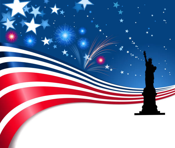illustrations, cliparts, dessins animés et icônes de célébration du 4 juillet - statue of liberty liberty statue firework display