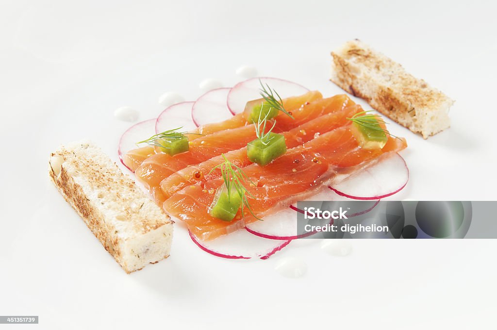 Deliziosa filetto di salmone su un piatto. - Foto stock royalty-free di Alimentazione sana