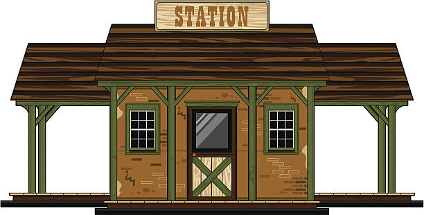 ilustraciones, imágenes clip art, dibujos animados e iconos de stock de wild la estación de tren oeste - estación de tren