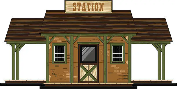 Vector illustration of Wild West Railway Station