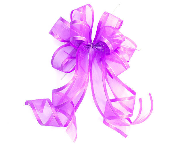 istock Purple Satin gift bow. ribbon isolated on white 451352483
