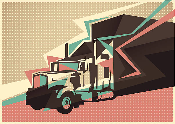 Big retro truck. Abstract illustration of a big retro truck. Vector illustration. ballast stock illustrations