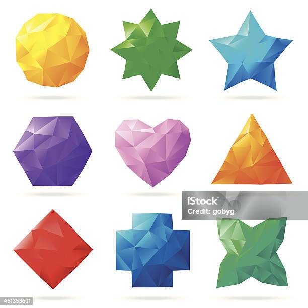 Multi Colored Polygonal Shapes Stock Illustration - Download Image Now - Origami, Hexagon, Circle