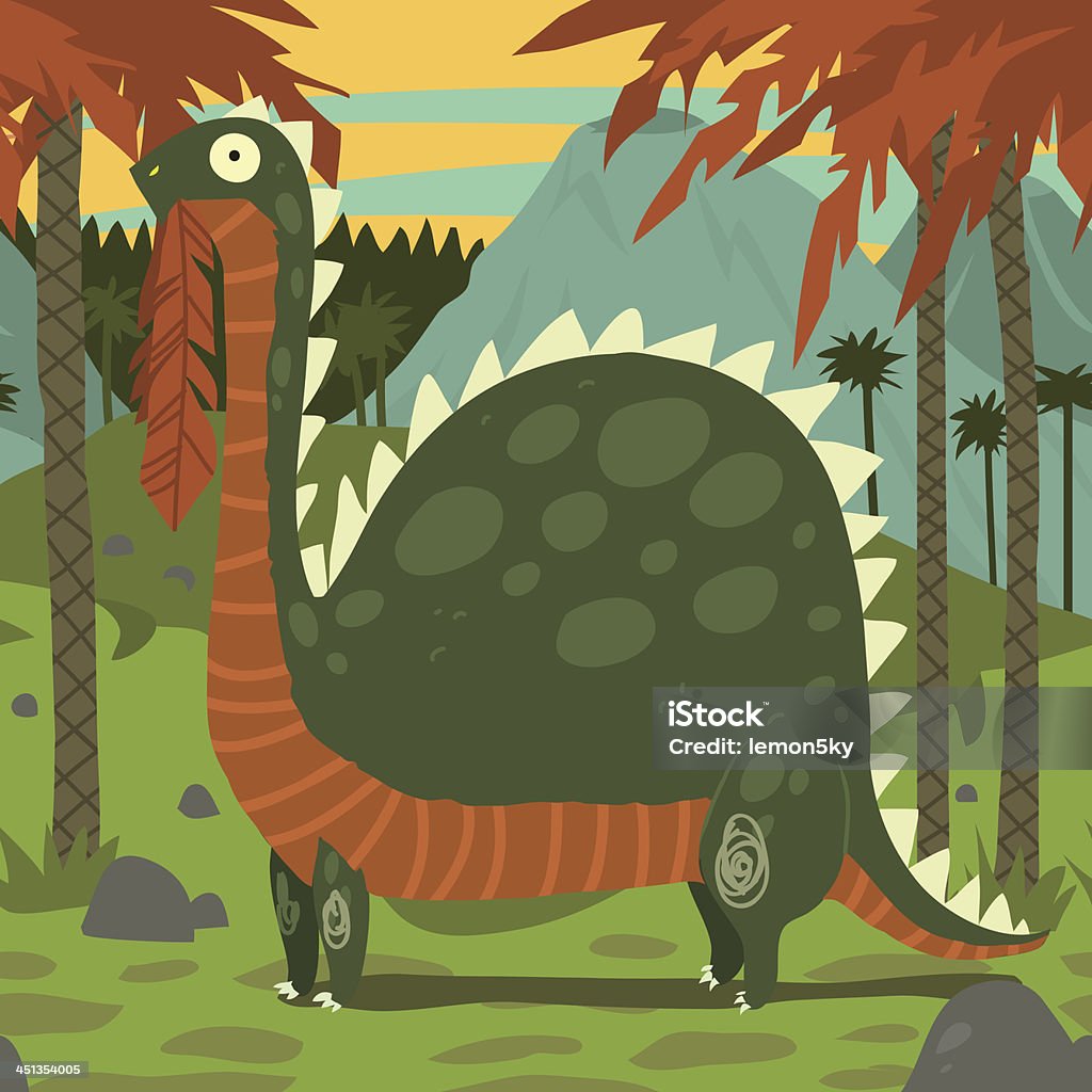 Динозавр ест листья - Векторная графика Апатозавр роялти-фри