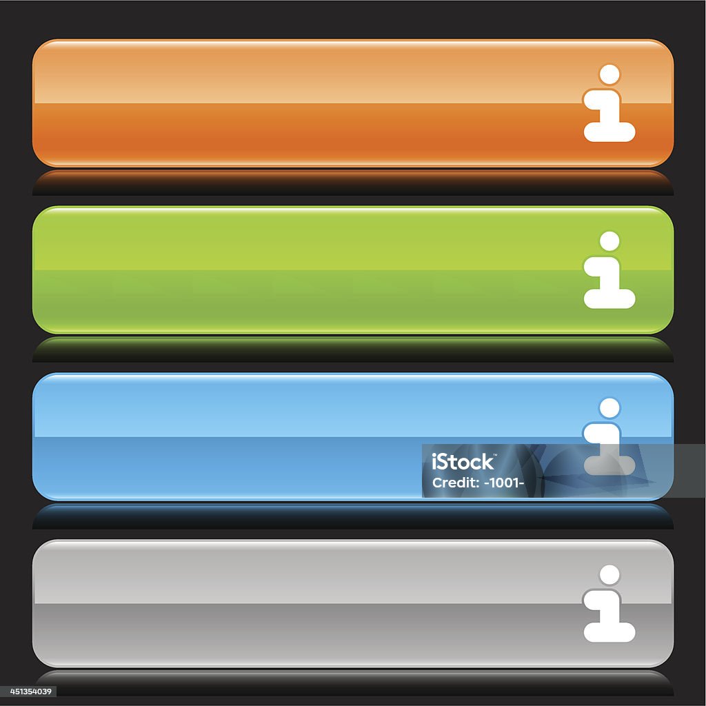 Info-Symbol orange Grün und Blau glänzende Symbol Schaltfläche gray - Lizenzfrei Abzeichen Vektorgrafik