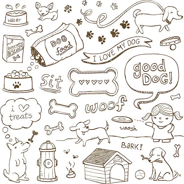 Vector illustration of Dog Doodles