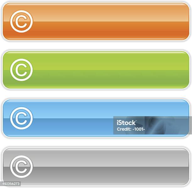 Ilustración de Copyright Señal Icono De Brillante Verde Botón Azul Rectangular Naranja y más Vectores Libres de Derechos de Acero