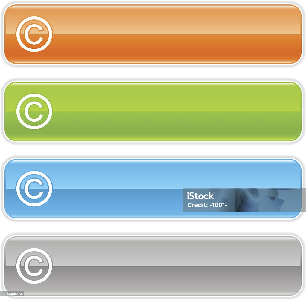 Copyright 팻말 광택지 아이콘크기 오랑주 버처 블루 사각형 버튼 - 로열티 프리 강철 벡터 아트