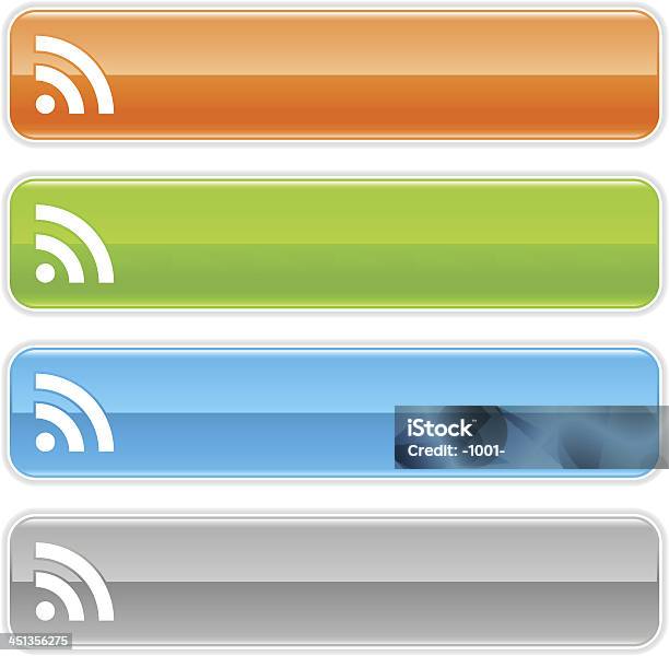 Rss アイコンサイン光沢のあるオレンジグリーンブルーグレイの長方形ボタン - RSSのベクターアート素材や画像を多数ご用意 - RSS, つながり, アイコン