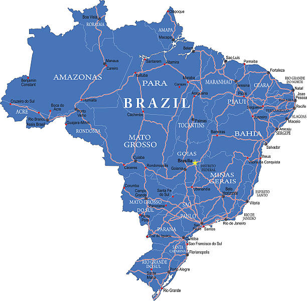 brazylia map - santos stock illustrations