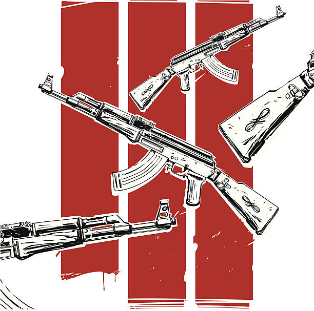 ak-47 poster vector art illustration