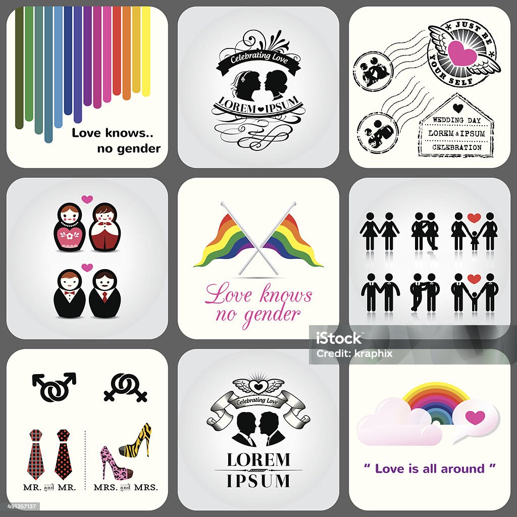 Gay e lesbiche & icona ed elemento di Design - arte vettoriale royalty-free di Bambola - Giocattolo