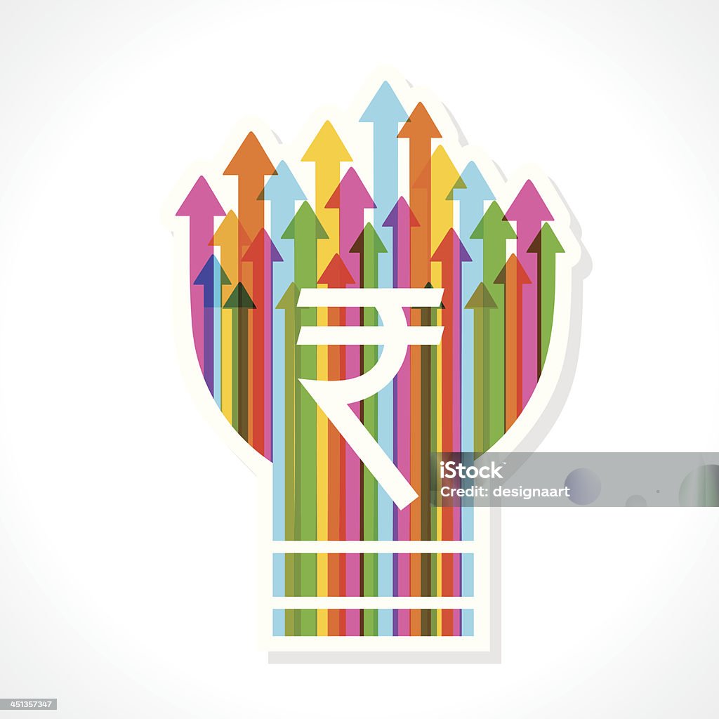 Rupia símbolo de flecha de colorido lámpara - arte vectorial de Actividades bancarias libre de derechos