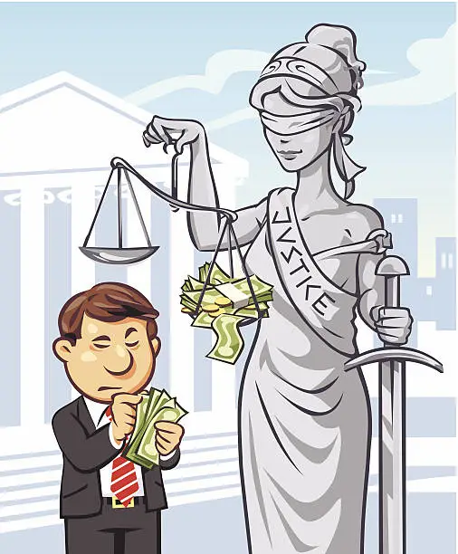 Vector illustration of Justice is Expensive