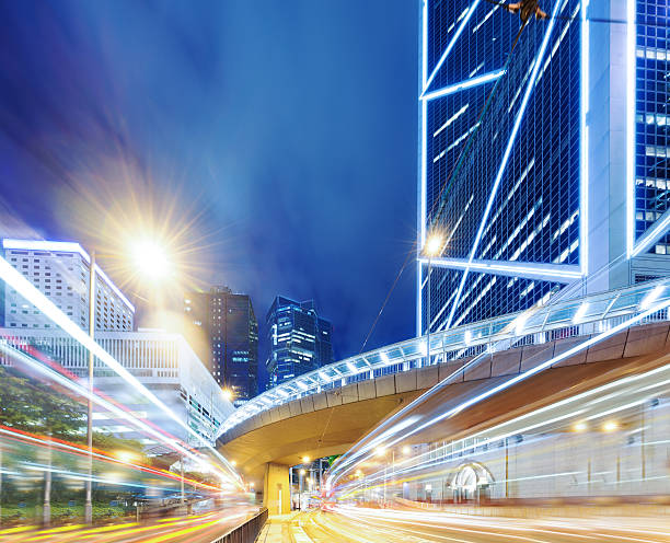 istock Hong Kong night view with car light 451375911