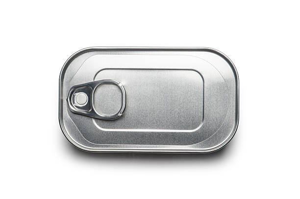 Top view of a silver sardine can