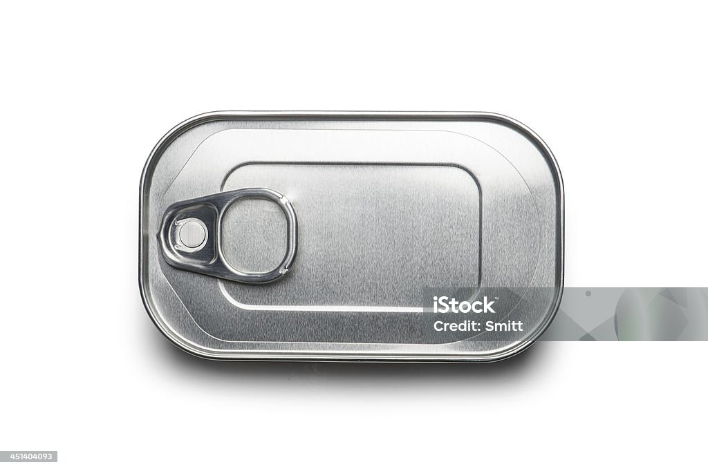 Top view of a silver sardine can canned container isolated on white Can Stock Photo