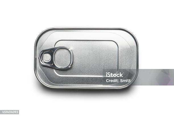 Top View Of A Silver Sardine Can Stock Photo - Download Image Now - Can, Fish, Tin