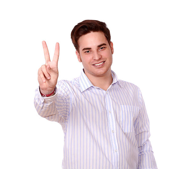 istock Handsome redhead man with victory sign 451414859