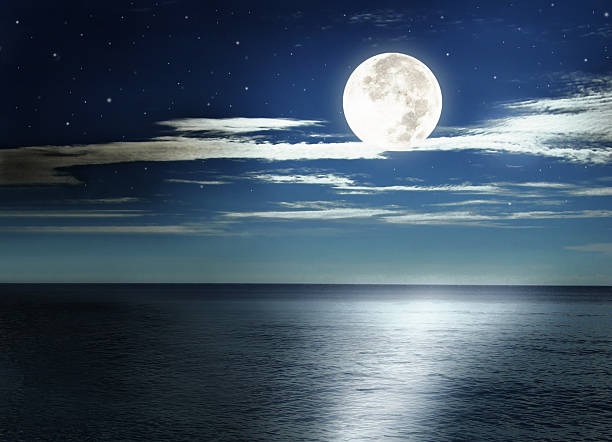 istock Full Moon over the sea illustration 451415821