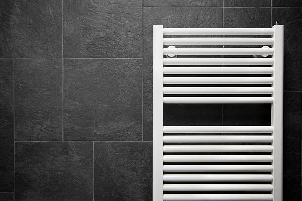 Bathroom towel radiator stock photo