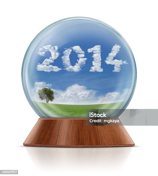 New Year 2014 Field In Snow Globe Stock Photo - Download Image Now - 2014, Agricultural Field, Blue