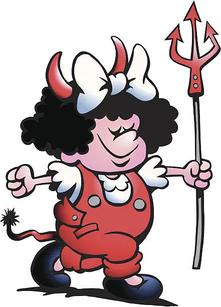 Vector illustration of Cute Red Devil Girl