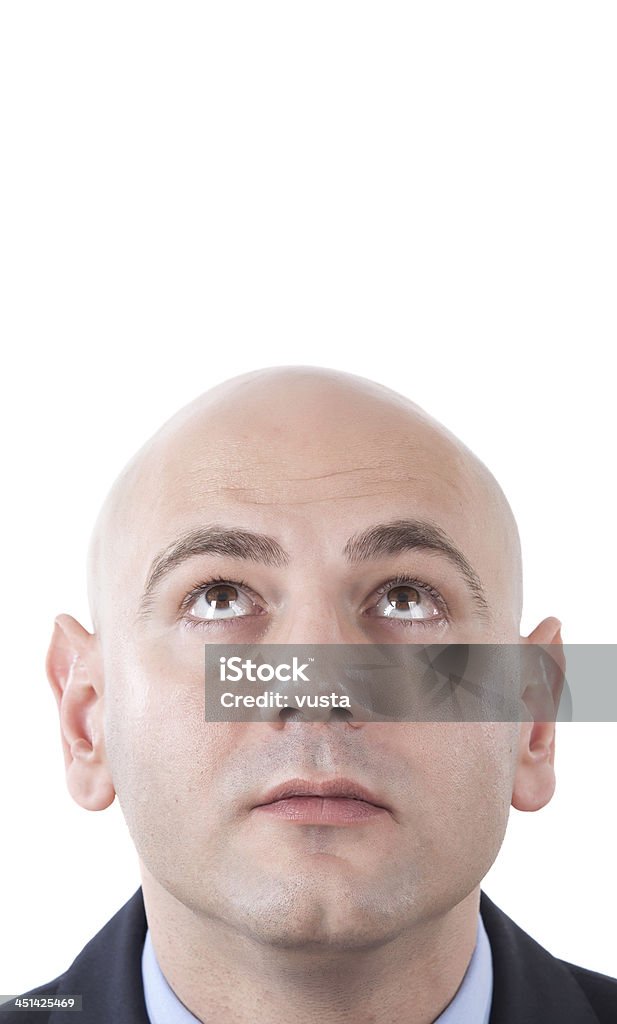 bald homem olhando para cima - Foto de stock de Homens royalty-free