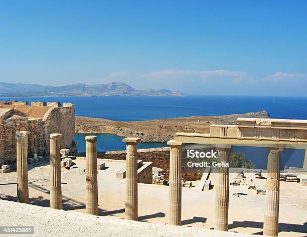Ancient Temple Ruins In Rhodos Greece Stock Photo - Download Image Now - Aegean Sea, Ancient, Archaeology