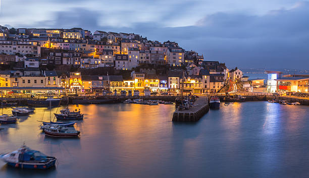 Brixton Brixton harbour at dusk in South Devon brixton stock pictures, royalty-free photos & images