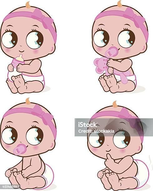 Cute Baby Girl Stock Illustration - Download Image Now - Animal Dung, Baby - Human Age, Baby Bottle