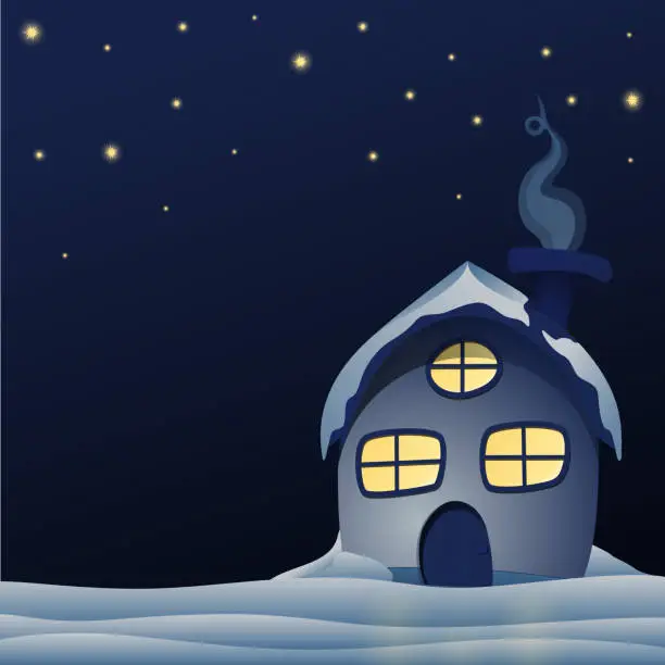 Vector illustration of Starry winter night