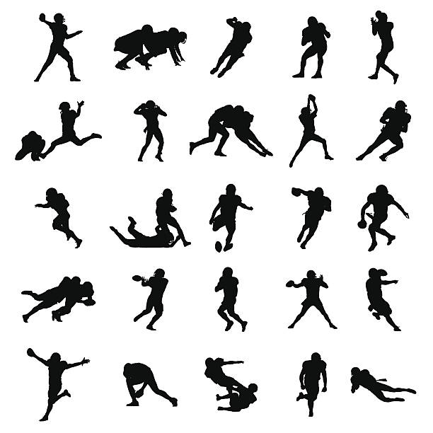 American Football Black Vector Silhouettes Illustration American Football Black Vector Silhouettes Illustration passing sport stock illustrations