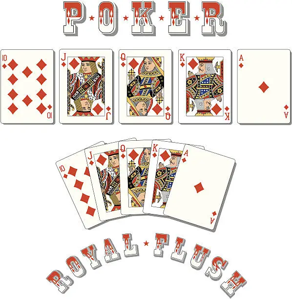 Vector illustration of Poker Royal Flush Diamonds