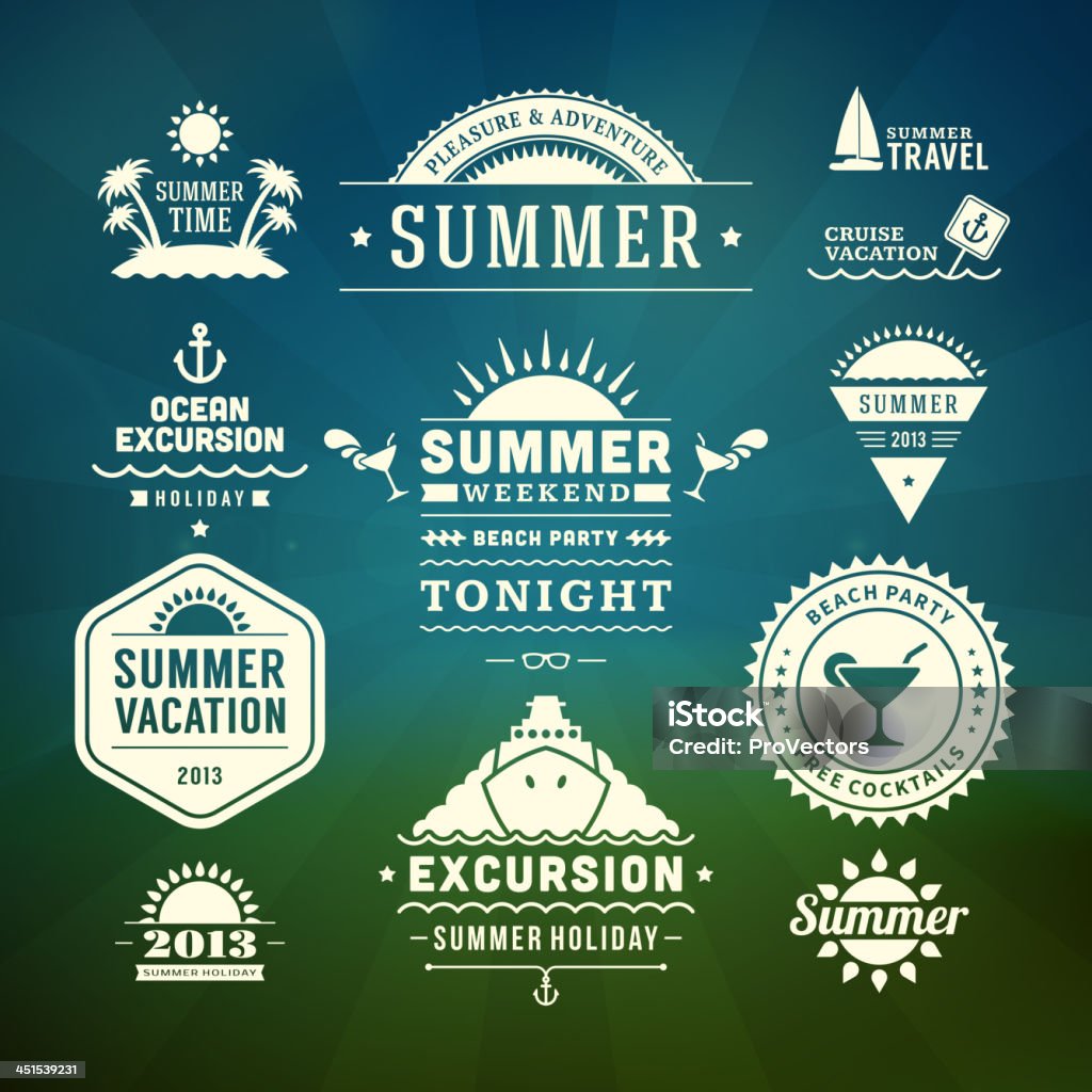 Retro Sommer-Vektor-design-Elemente. - Lizenzfrei Abenteuer Vektorgrafik