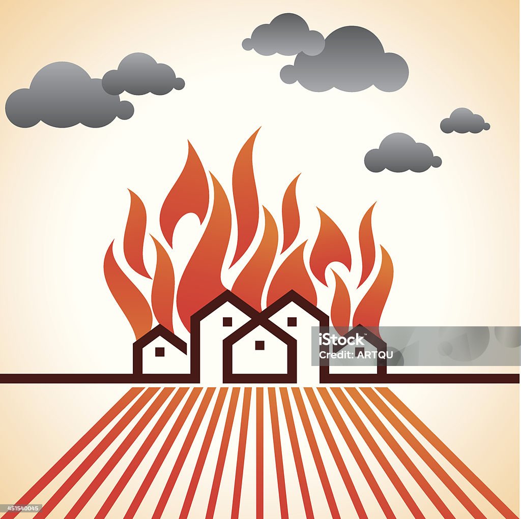 Haus und Feuer - Lizenzfrei Agrarbetrieb Vektorgrafik