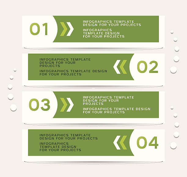 Infographics design with green banners vector art illustration