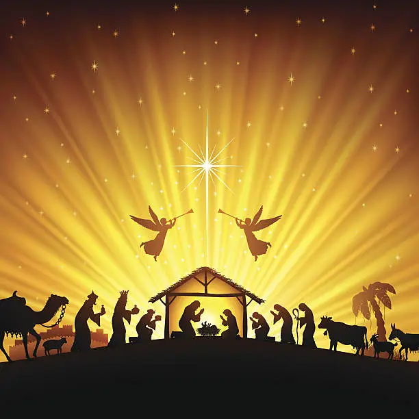 Vector illustration of Christmas Nativity Scene