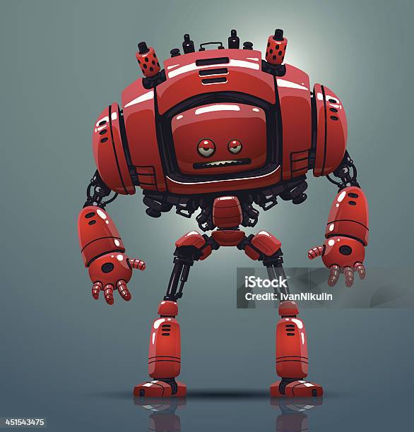Robot Rosso - Immagini vettoriali stock e altre immagini di Robot - Robot, Contrariato, Fumetto - Creazione artistica