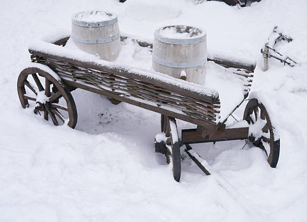 istock dray horse with barrels in the snow 451544389