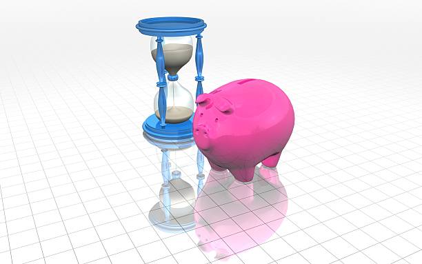pinnk 돼지 저금통 시간 컨셉입니다 - economise 뉴스 사진 이미지