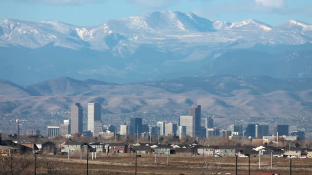 HD video Rocky Mountains and Denver Colorado traffic
