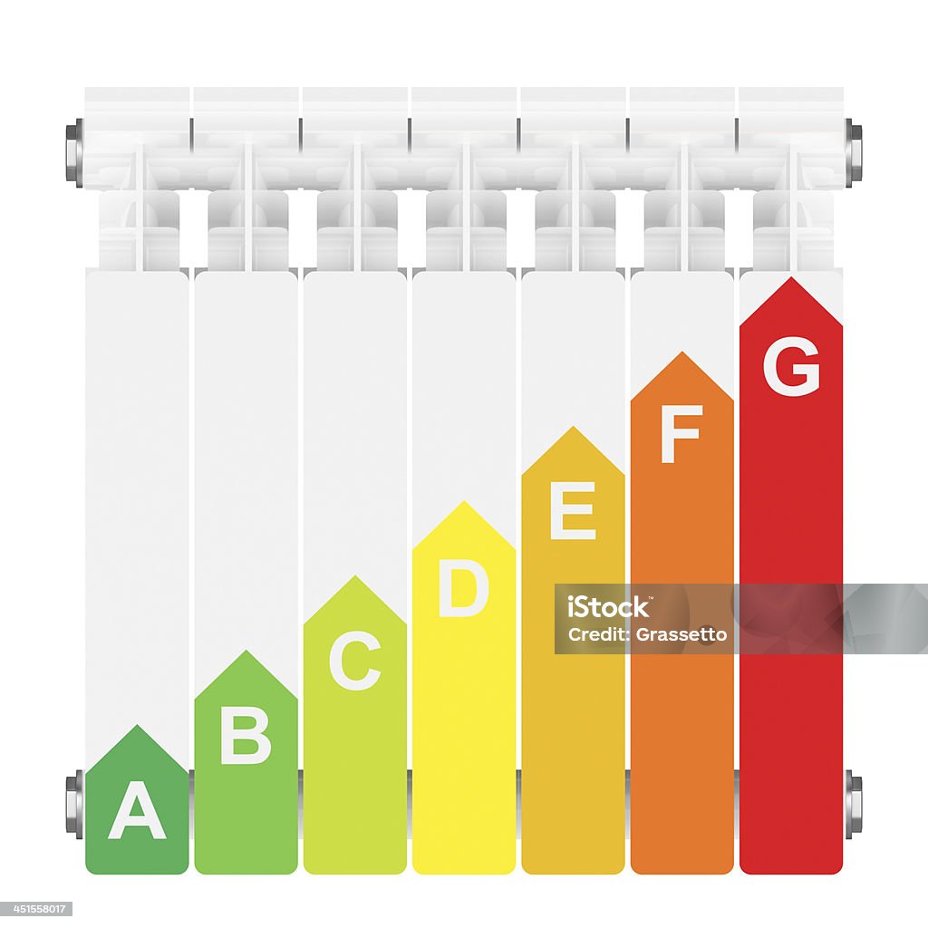 A eficiência energética classificação de aquecimento radiator. - Foto de stock de Eficiência royalty-free
