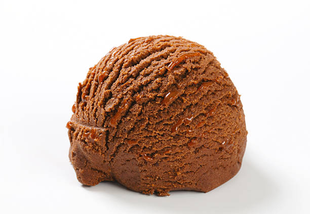 istock A single scoop of chocolate ice cream on a white background  451559769