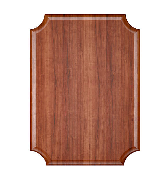 Wood plaque with rounded corners stock photo