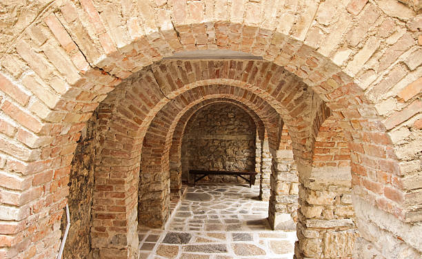 istock Old brick arches in Bizantine temple 451560969